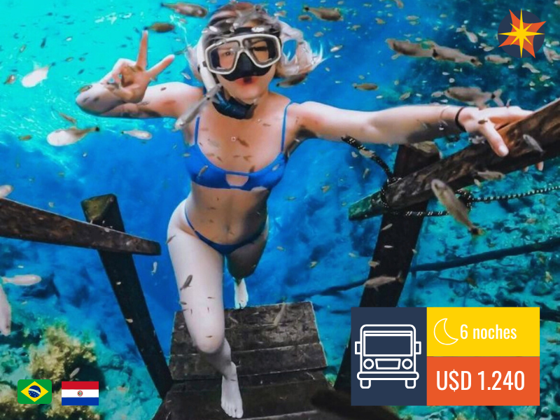<strong>BONITO, MATO GROSSO, CATARATAS Y ASUNCIÓN</strong> – 06 NOCHES – 2025 🇧🇷🇵🇾🚌